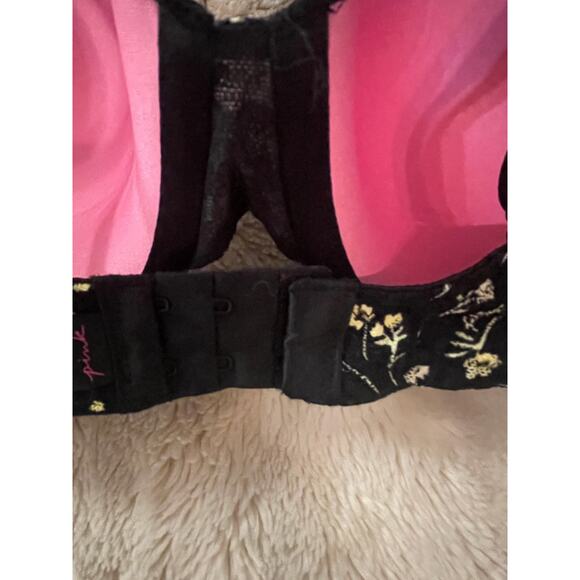 Victoria Secret Push Up Bra Black Lace White Floral Women's Size 36DD NWT - Picture 5 of 9